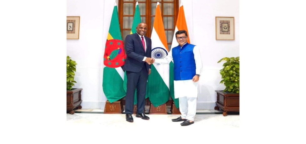 Hon'ble Roosevelt Skerrit, Prime Minister of Commonwealth of Dominica received by Shri Pabitra Margherita, Minister of State for External Affairs, Govt of India at Hyderabad House, New Delhi on October 27, 2024. Both leaders exchanged views on further strengthening bilateral ties between India and Dominica.